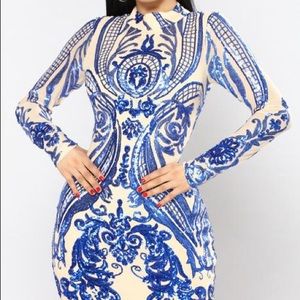 Beautiful blue sequin mesh dress brand new